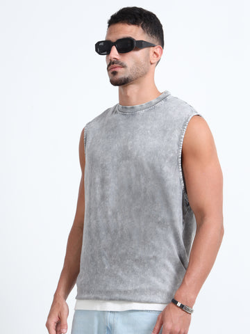Regular Washed Vest ( Lt Grey )