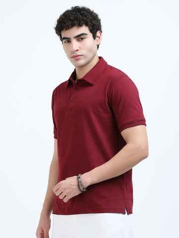Minimal classic polo T-shirt - Meroon