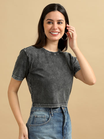 Washed Vintage Baby Tees (Black)