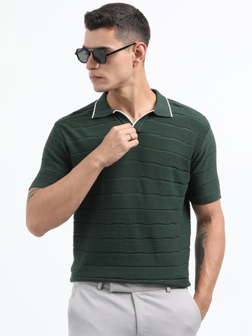 Knitted Polo T Shirt (Bottom Green)