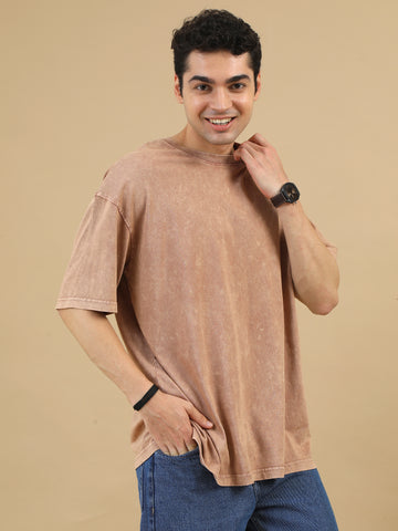 Acidwash Oversize Tshirt (Lt Brown )