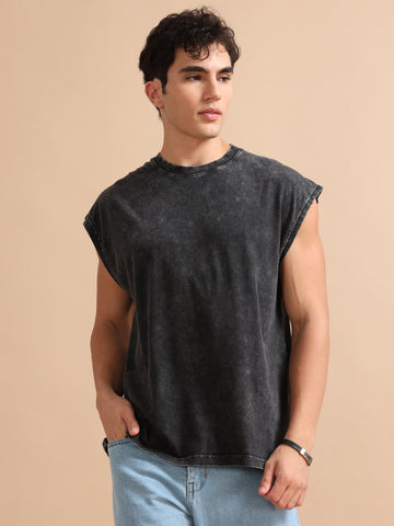 Oversize Washed Vest (Washed Black)