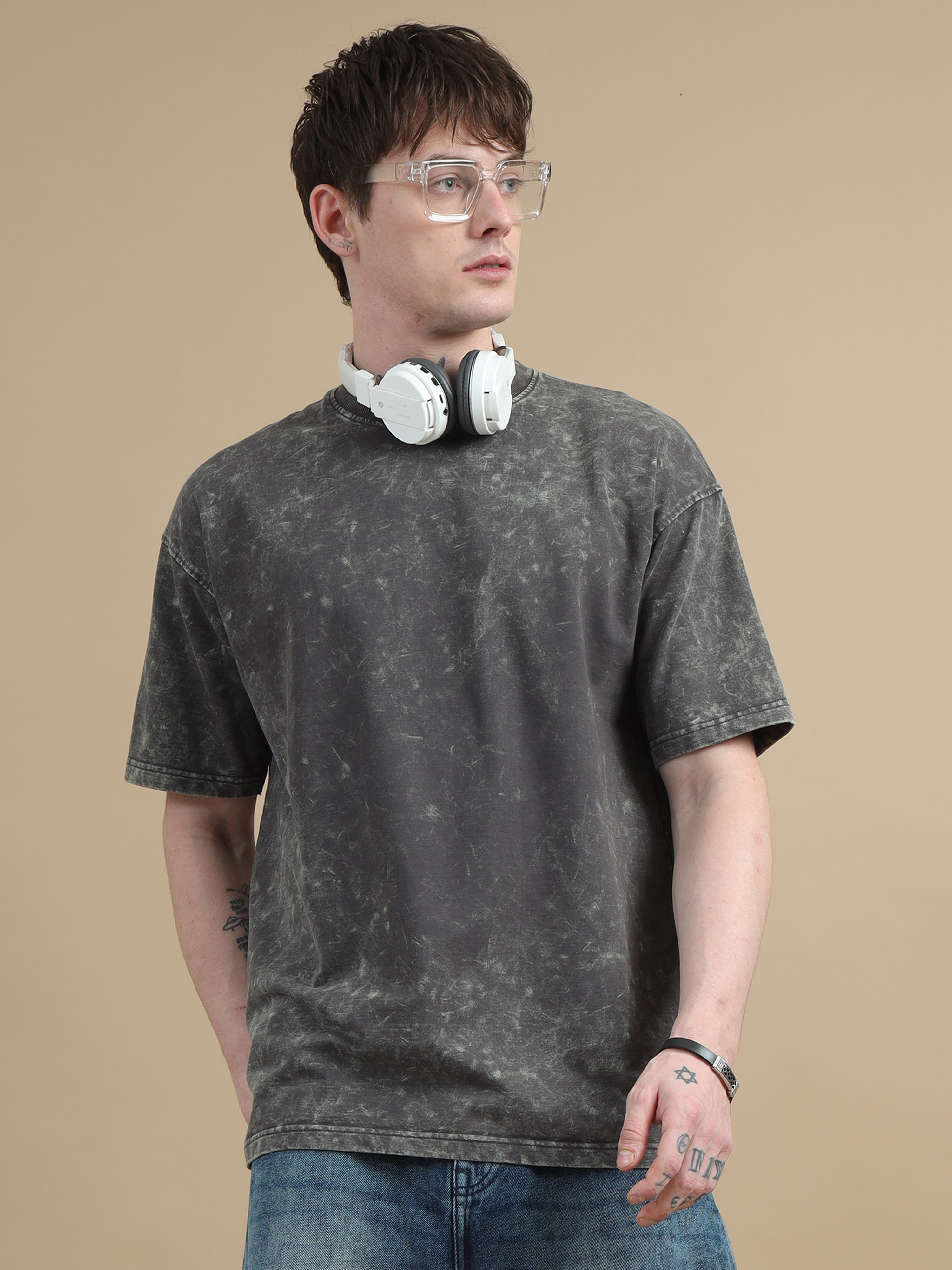 Black Color Acid Wash T-Shirt - Stylish & Unique | Pasolid