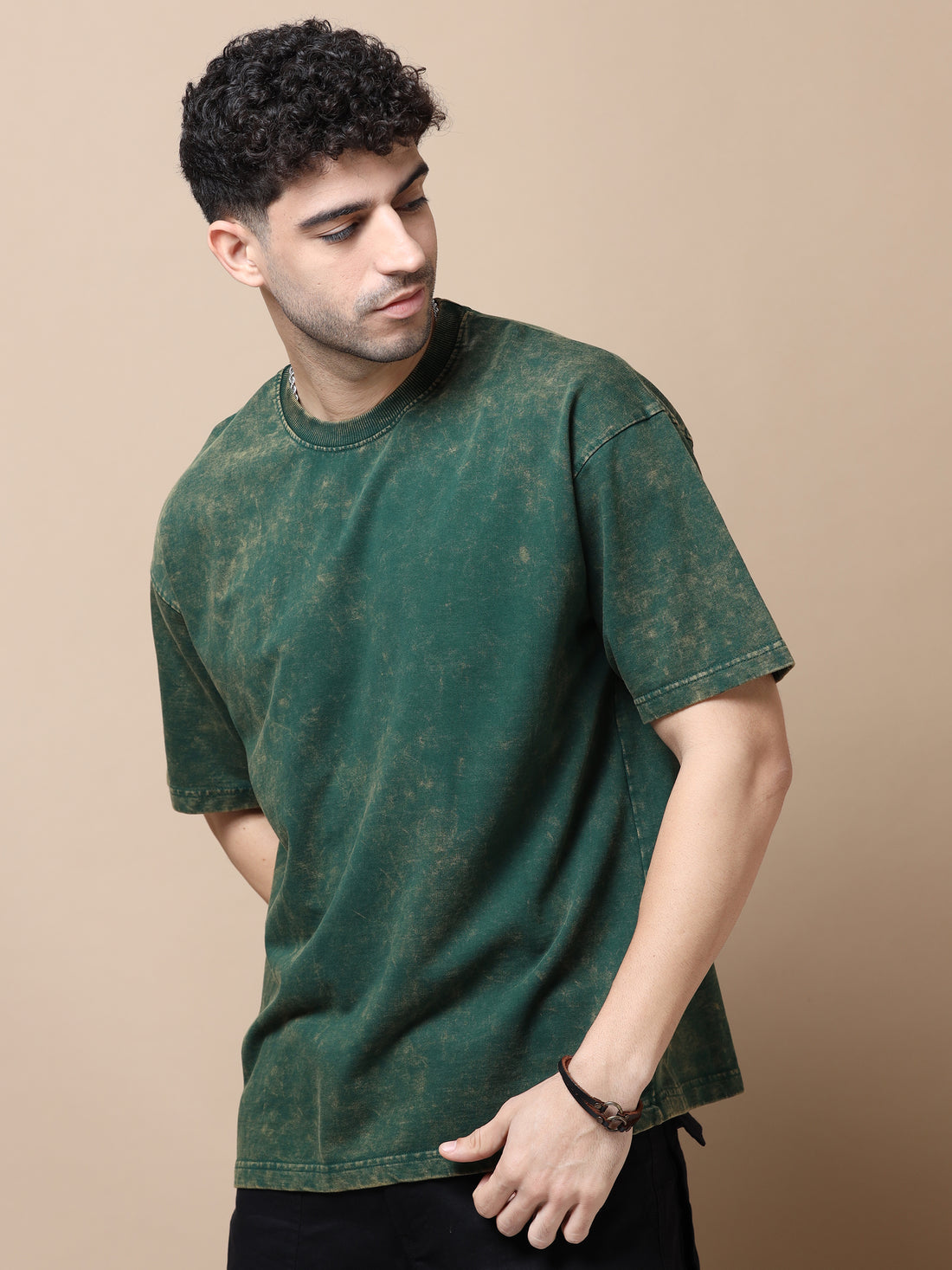 Acid wash tshirt (Bottle Green)