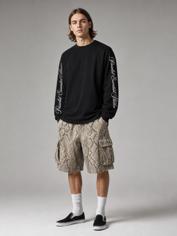Noir Script Oversized Long Sleeve Tee