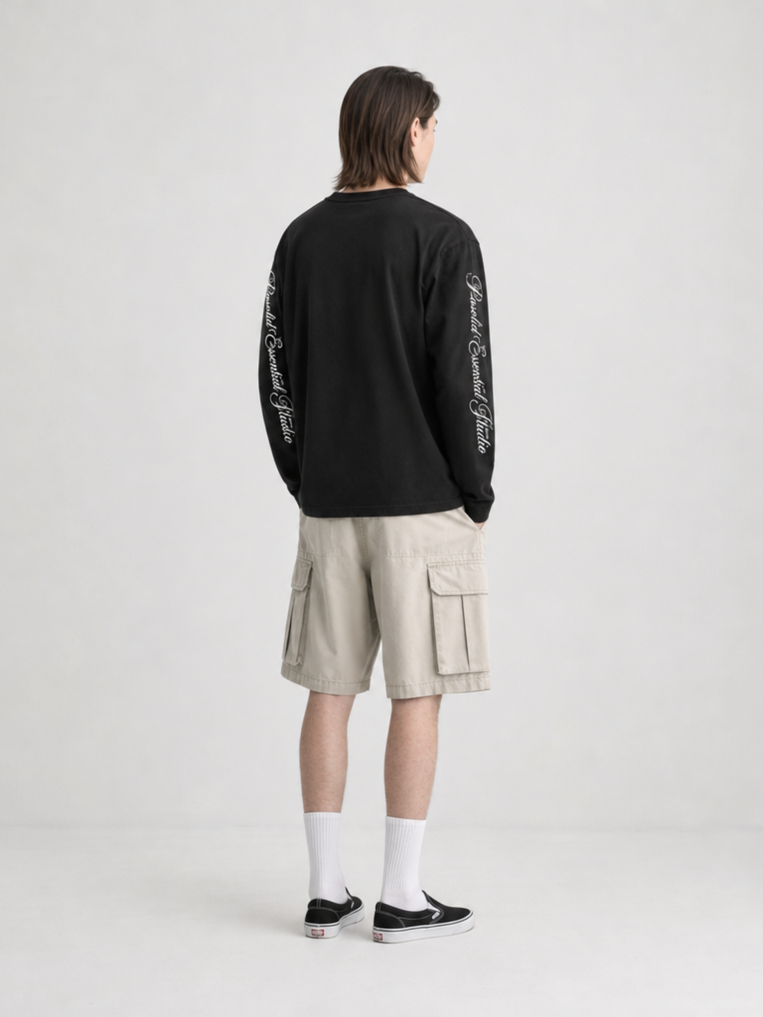 Noir Script Oversized Long Sleeve Tee