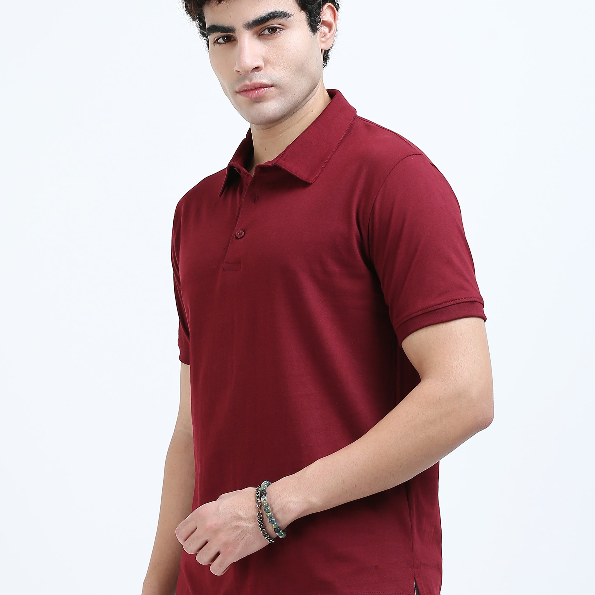 Minimal classic polo T-shirt - Meroon