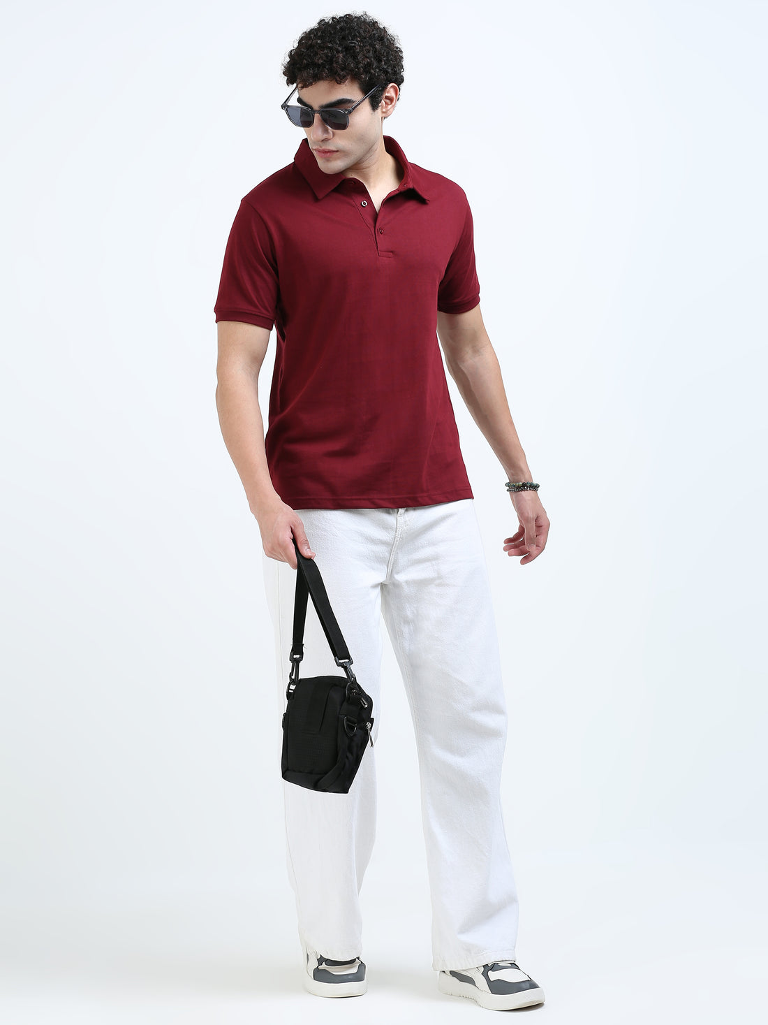 Minimal classic polo T-shirt - Meroon
