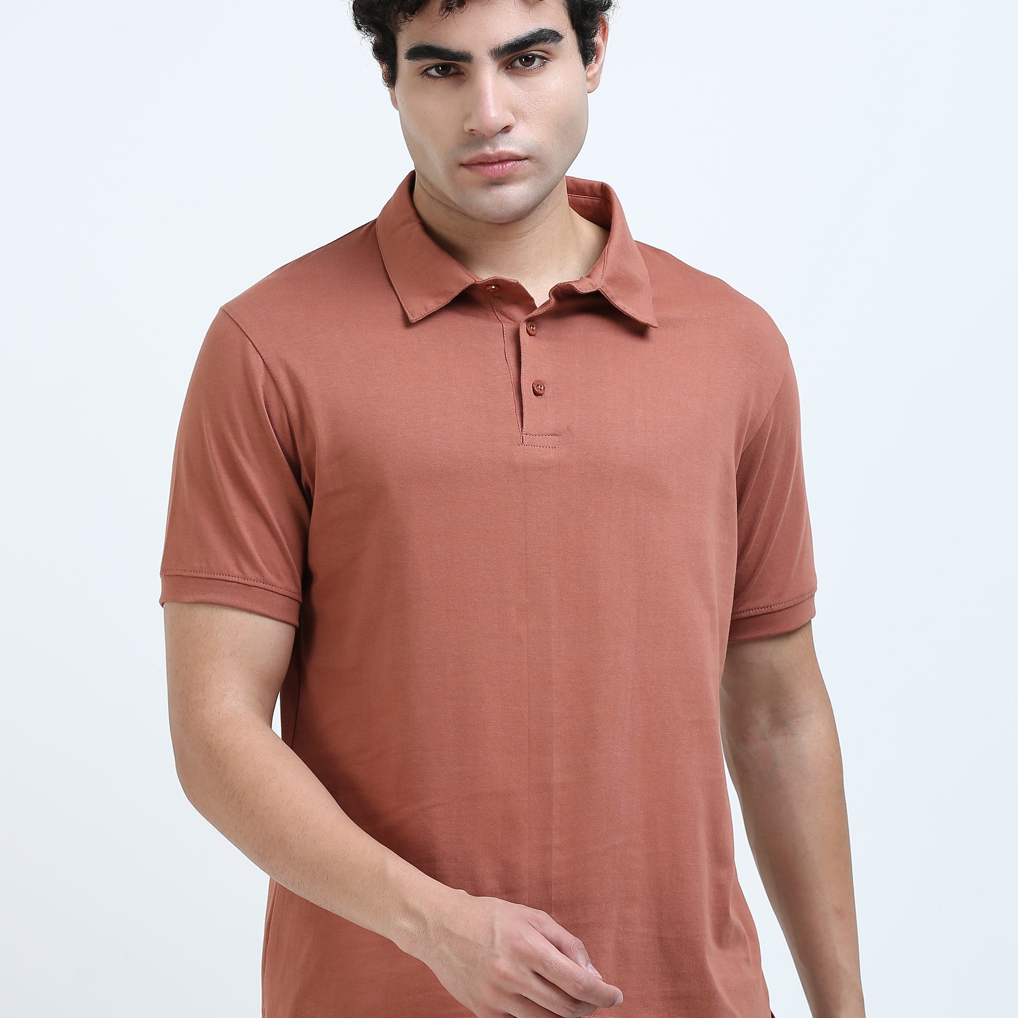 Minimal classic polo T-shirt - Rust