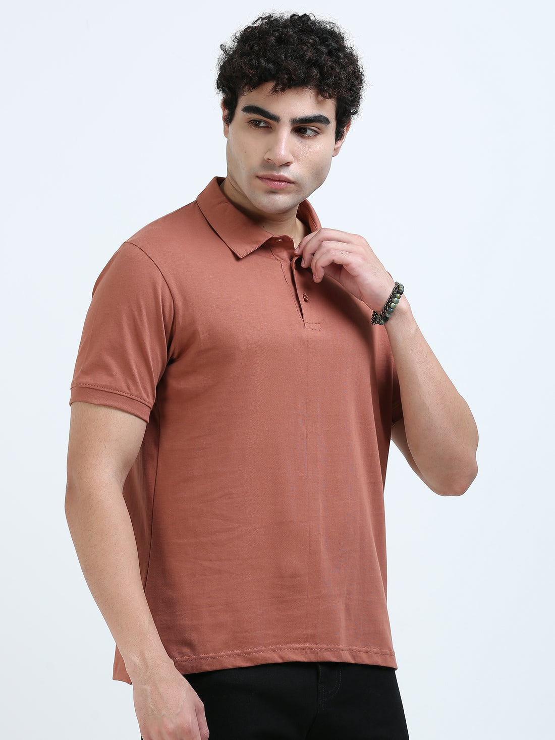 Minimal classic polo T-shirt - Rust