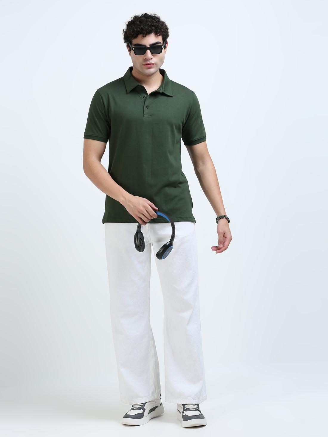 Minimal classic polo T-shirt - Olive Green