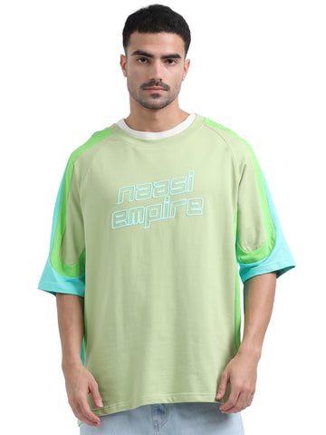 Cut & Sew Oversized Tee – Lime Contrast