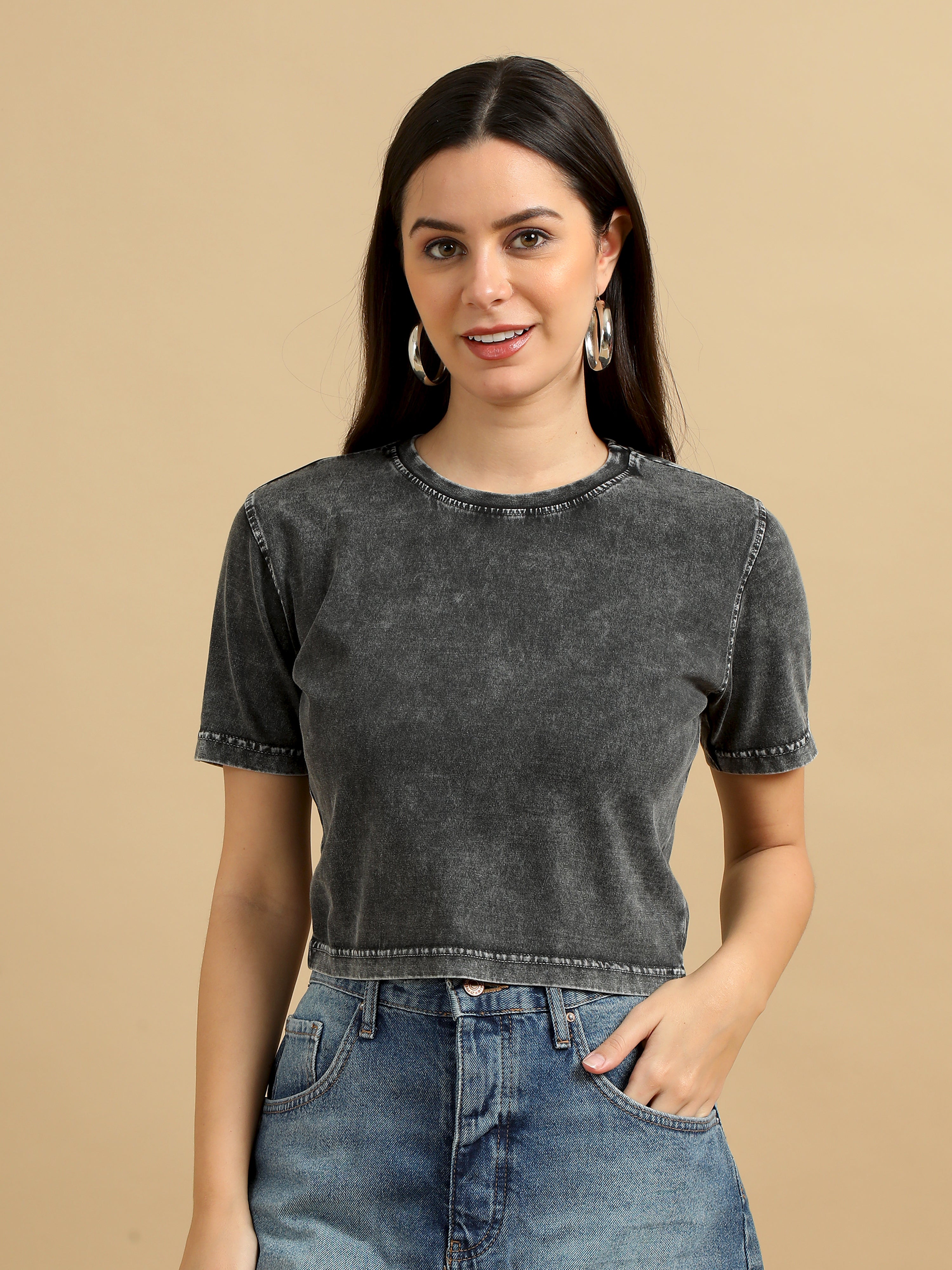 Washed Vintage Baby Tees (Black)