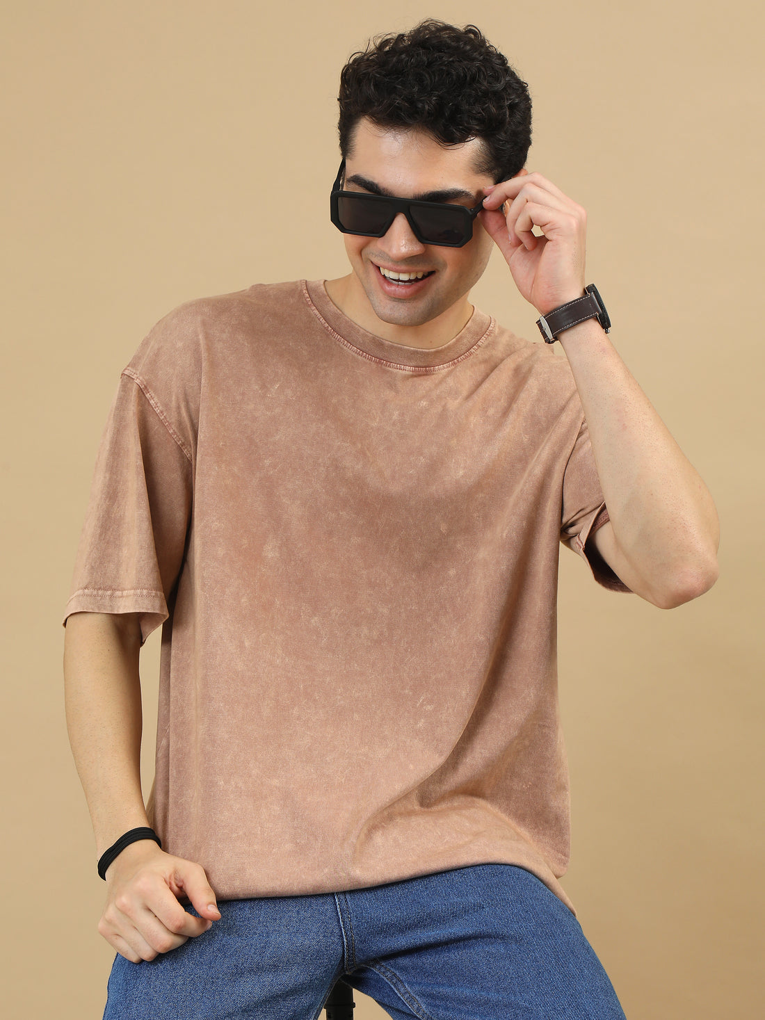 Acidwash Oversize Tshirt (Lt Brown )