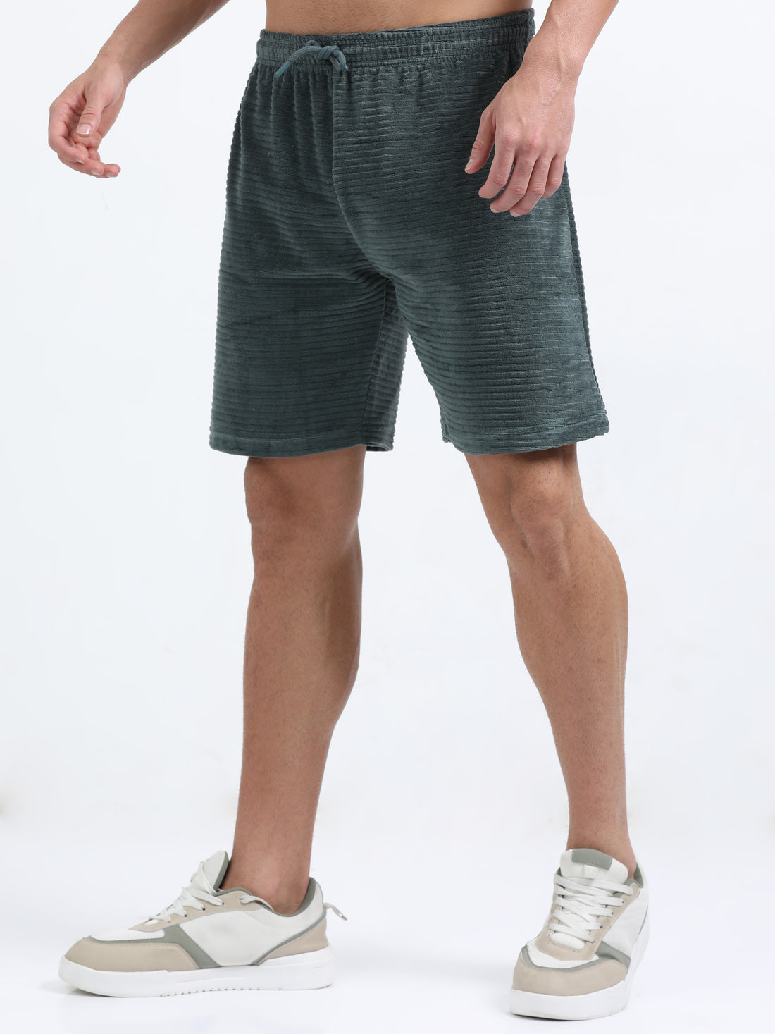 Spongy Gangue Relaxed Fit Shorts ( Green Milange )