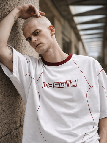 Pasolid Coreline Oversized T-Shirt – White / Red Seam Edition